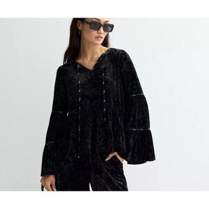 Farmers Market Velvet Long Sleeve Tiered Top Bell Sleeve Whimsigoth Fairy  Sz XL